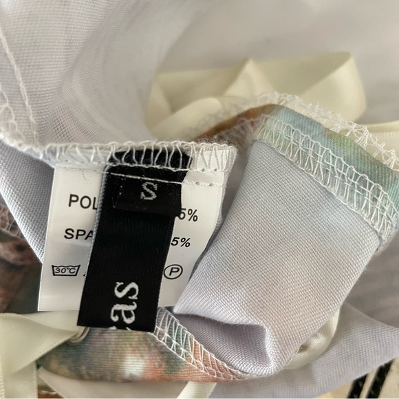 Micas Romantic Baroque Print Women's Corset Top with Ribbon Straps - Picture 8 of 10